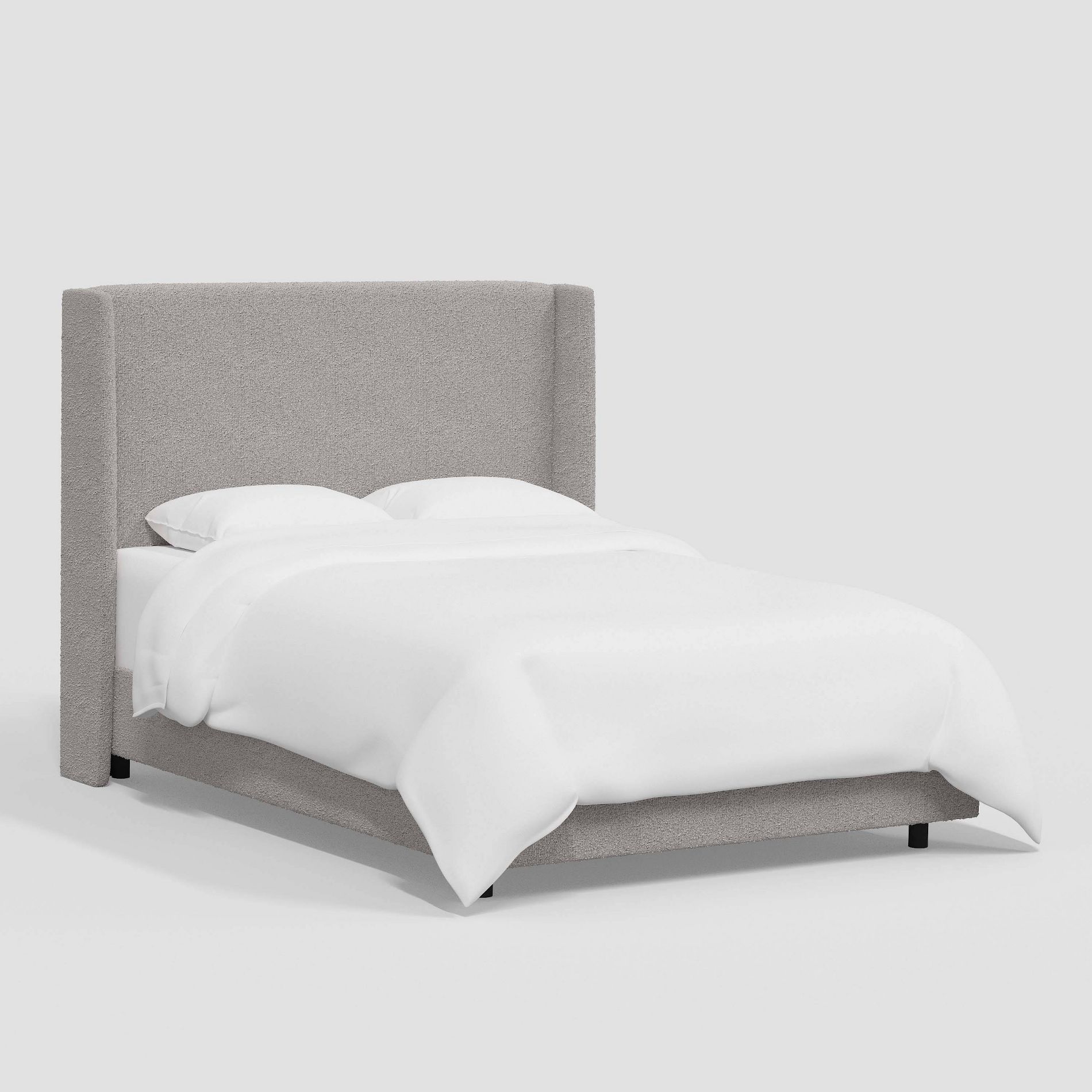 King Antwerp Wingback Bed in Gray Boucle Milano Elephant - Threshold™: Elegant Bedroom Furniture, Pine Frame