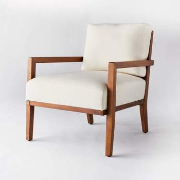 Agoura Hills Cane Back Accent Chair Cream/Mid-tone Wood - Threshold™ designed with Studio McGee