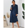 cheibear Women's Flannel Warm Cozy Fluffy Zipper Long Bathrobe - 2 of 4