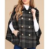 Imily Bela Women's Winter Double-Breasted Plaid Cape Coat - Turn-Down Collar with Pockets - 4 of 4