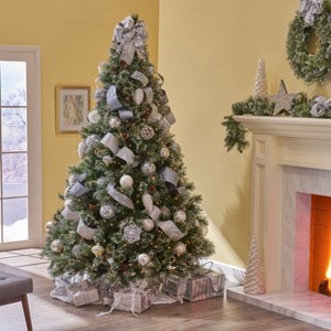 NicBex 9ft Prelit Artificial Christmas Tree with 2317 Branch Tips, 1200 Clear Lights and 105 Pinecones for Decorations, Green - 1 of 4