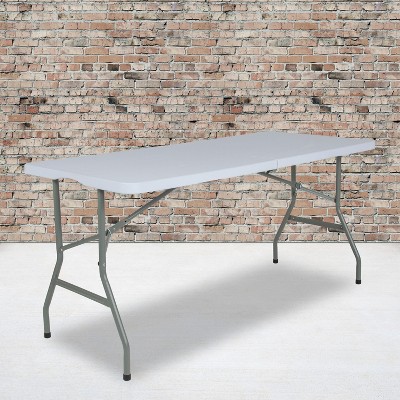  Flash Furniture 4.97-Foot Bi-Fold Granite White Plastic Folding Table 