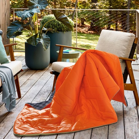 Peace Nest Packable Waterproof Outdoor Camping Blanket Lightweight Picnic Blanket in Orange 84x80