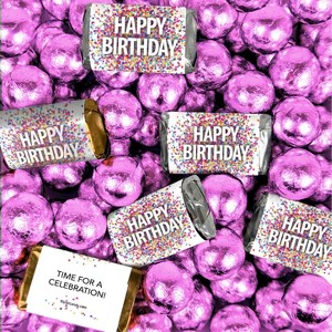 Happy Birthday Candy Confetti Assorted Wrapped Chocolate Miniatures and Milk Chocolate Foil Ball Mix - 1 of 4