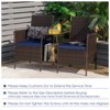 Tangkula Patio Loveseat 2 Person Cushioned Seats With Center Table Outdoor Rattan Furniture Set Turquoise/ Red - 4 of 4