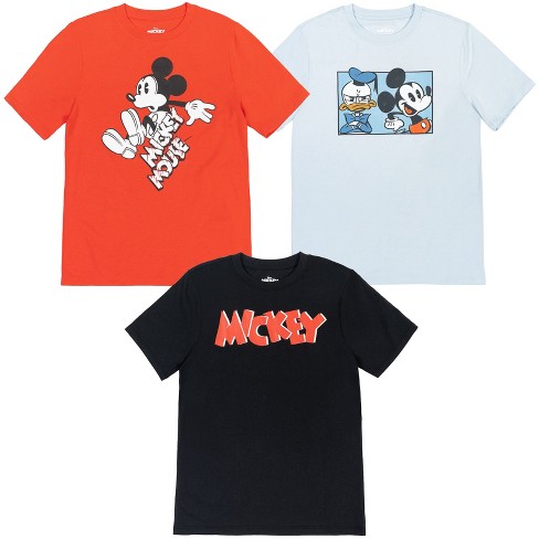 Disney Mickey Mouse Big Boys 3 Pack Graphic T Shirts Black Blue Red 14 16 Target