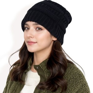 Anna-Kaci Women's Satin-Lined Knit Beanie for Hair Protection and Moisture Retention in a Cozy Slouch Design - 1 of 4