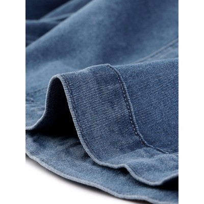 Allegra K Women's Stand Collar Zip Up Long Sleeve Motorcycle Biker Jean Jackets Blue Medium — фото 5