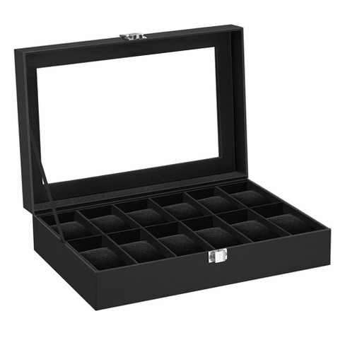 2 Layer Watch Box, 12-slot Watch Case With Large Glass Lid, Removable ...