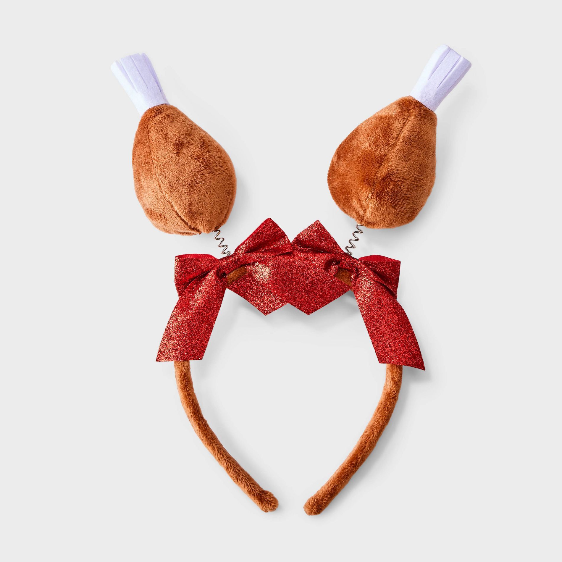Thanksgiving Turkey Leg with Bows Headband - Brown