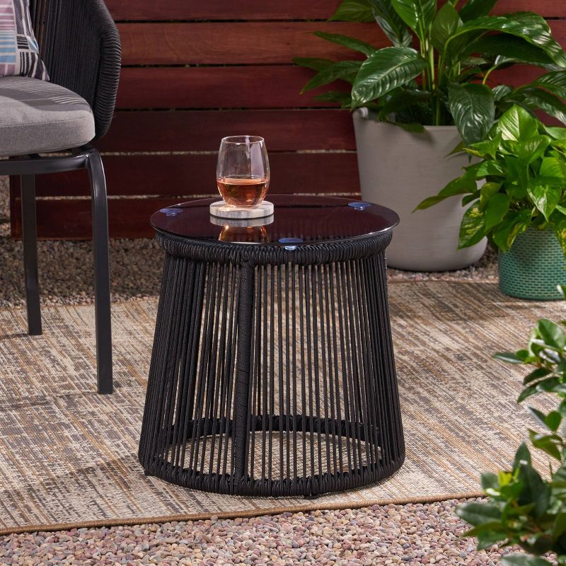 Moonstone Rope Weave Modern Side Table - Black - Christopher Knight Home, 3 of 6