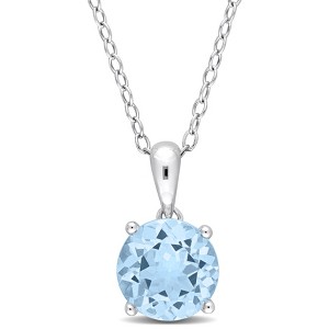 EVERLY JEWELRY | Sterling Silver 2 1/3 CT TGW Sky Blue Topaz Solitaire Heart Design Pendant with Chain - 18 in - 1 of 4