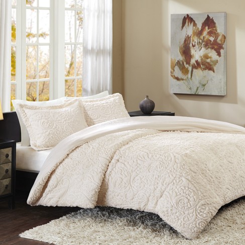 Ivory Albany Ultra Plush Comforter Mini Set Full Queen Target