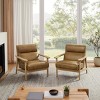 Art Leon Modern Leather and Oak Accent Chair - 2 of 4