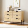 Natural Rattan 6 Drawer Double Dresser, Farmhouse Storage Cabinet with Solid Metal Legs for Bedroom, Living Room, Entryway, Oak - 4 of 4