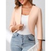 Womens Cropped Blazer Casual Business 3/4 Sleeve Collarless Open Front Cardigan Work Jacket Shrug - 3 of 4