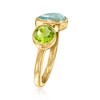 Ross-Simons 1.30 Carat Sky Blue Topaz and .60 Carat Peridot Toi Et Moi Ring in 18kt Gold Over Sterling - 3 of 4