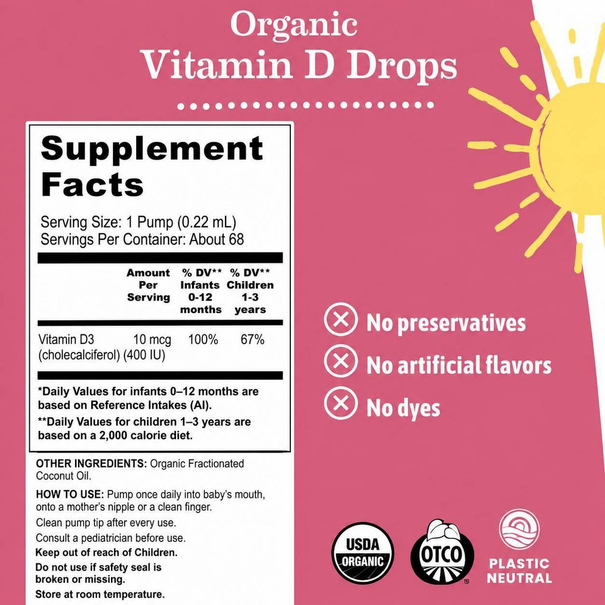 Earth Mama Baby Organic Vitamin D Liquid Drops - 0.5 fl oz - thumbnail 6