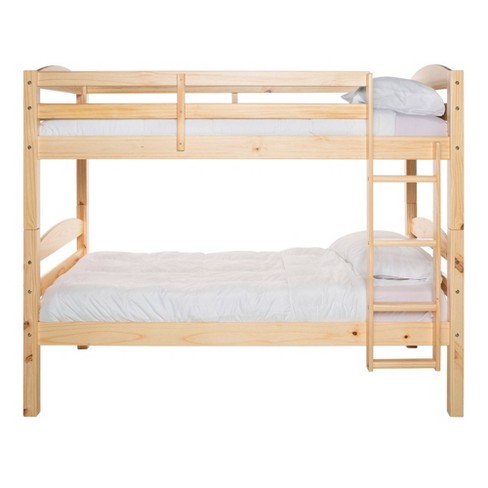 Twin Over Solid Wood Bunk Bed, Natural Wood Bunk Beds Twin Over Full Length