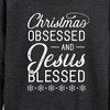 Women's - Instant Message - Christmas Obsessed Jesus Blessed Lightweight French Terry Wide Neck Long Sleeve Graphic Shirt - 2 of 4