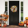 20 Inch Fall Wreath, Autumn Pumpkin Wreath with White Green Pumpkins Maple Leaves Lamb Ear Leaves, for Thanksgiving Indoor Outdoor Decor - 2 of 4