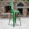 Emma and Oliver Commercial Grade 30"H Distressed Colorful Metal Indoor-Outdoor Barstool w/ Back - 2 of 4