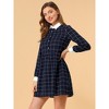 INSPIRE CHIC Women's Plaid Long Sleeve Button Contrast Point Collar Shirt Dress - 2 of 4