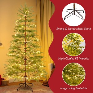 KWPZQEB 6 Feet Artificial Full Christmas Tree with LED Lights and Metal Stand, Flocked Christmas Tree with 612 Tips, Xmas Decor for Indoor, Green - 1 of 4