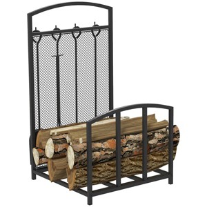 Syemin Firewood Racks and Carriers Wood Shed Firewood Storage Rack Log Holder Storage Shed with Rubberized Edge, Gray, 57.1"*16.9"*57.1" - 1 of 4