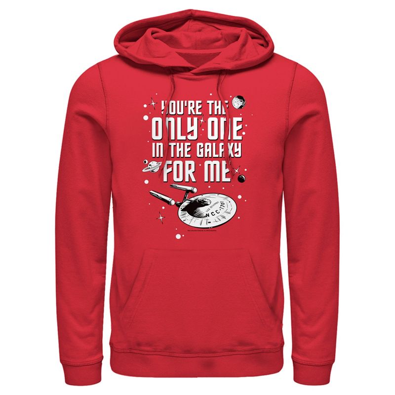 Men's Star Trek Valentine's Day Your The Only One In The Galaxy For Me Pull Over Hoodie, 1 of 5