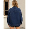 INSPIRE CHIC Women's Long Sleeve Turndown Collar Button Down Oversized Denim Jacket with Pockets - 4 of 4