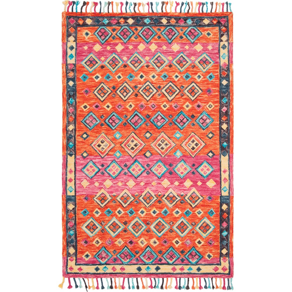 4'x6' Geometric Tufted Area Rug Orange/Fuchsia - Safavieh