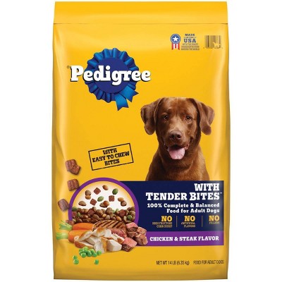 Pedigree with Tender Bites Chicken & Steak Flavor Adult Complete & Balanced Dry Dog Food - 14lbs