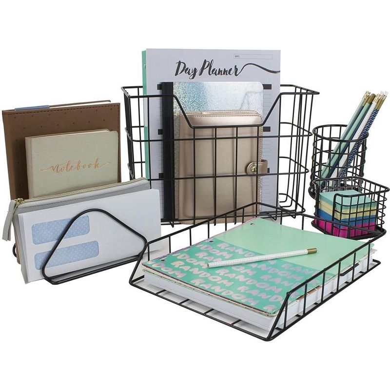 Sorbus Wire Metal 5 in 1 Desk Organizer Set - for Papers, Files, Writing Tools, and More, 1 of 10