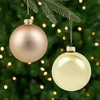 Northlight 2-Finish Glass Ball Christmas Ornament Set - 3.25" (80mm) - Gold - 6ct - 3 of 4