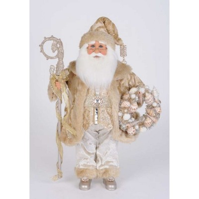 Christmas 16.5" Gold Coat Seashell Santa Christmas Classic Ocean  -  Decorative Figurines