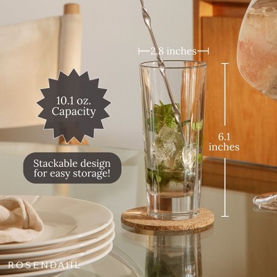 Grand Cru Clear Lead-Free Glass Long Drink Set, 10.1 Oz, 4 Pcs