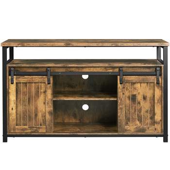 Yaheetech TV Cabinet for 65-inch TVs, Industrial TV Stand with Sliding Barn Doors，Rustic Brown