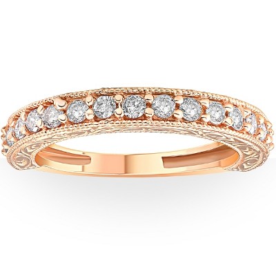 Pompeii3 1/2ct Vintage Diamond Rose Gold Wedding Ring 14K