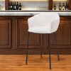 HomeRoots 30" Ivory And Black Shearling And Steel Bar Height Bar Chair - 2 of 4