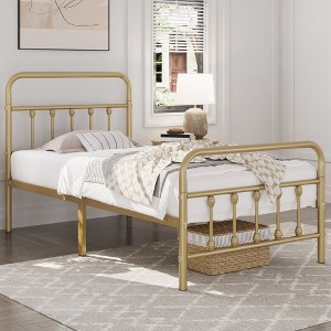 Yaheetech Iron Platform Bed Frame with High Headboard and Footboard - 1 of 4