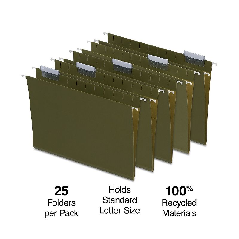 MyOfficeInnovations Hanging File Folders Letter Size Standard Green 25/Box (521229), 2 of 7