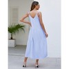 Spaghetti Strap Maxi Dresses for Women Loose Summer Casual Sundress V Neck Tiered Ruffle Beach Cami Long Dress - 3 of 4
