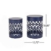 Naysaye Outdoor Patio End Table Set of 2, Metal Side Table with Carved Trellis for Home Lawn Garden Patio, Blue, 13.75"*13.75"*18" - 3 of 4