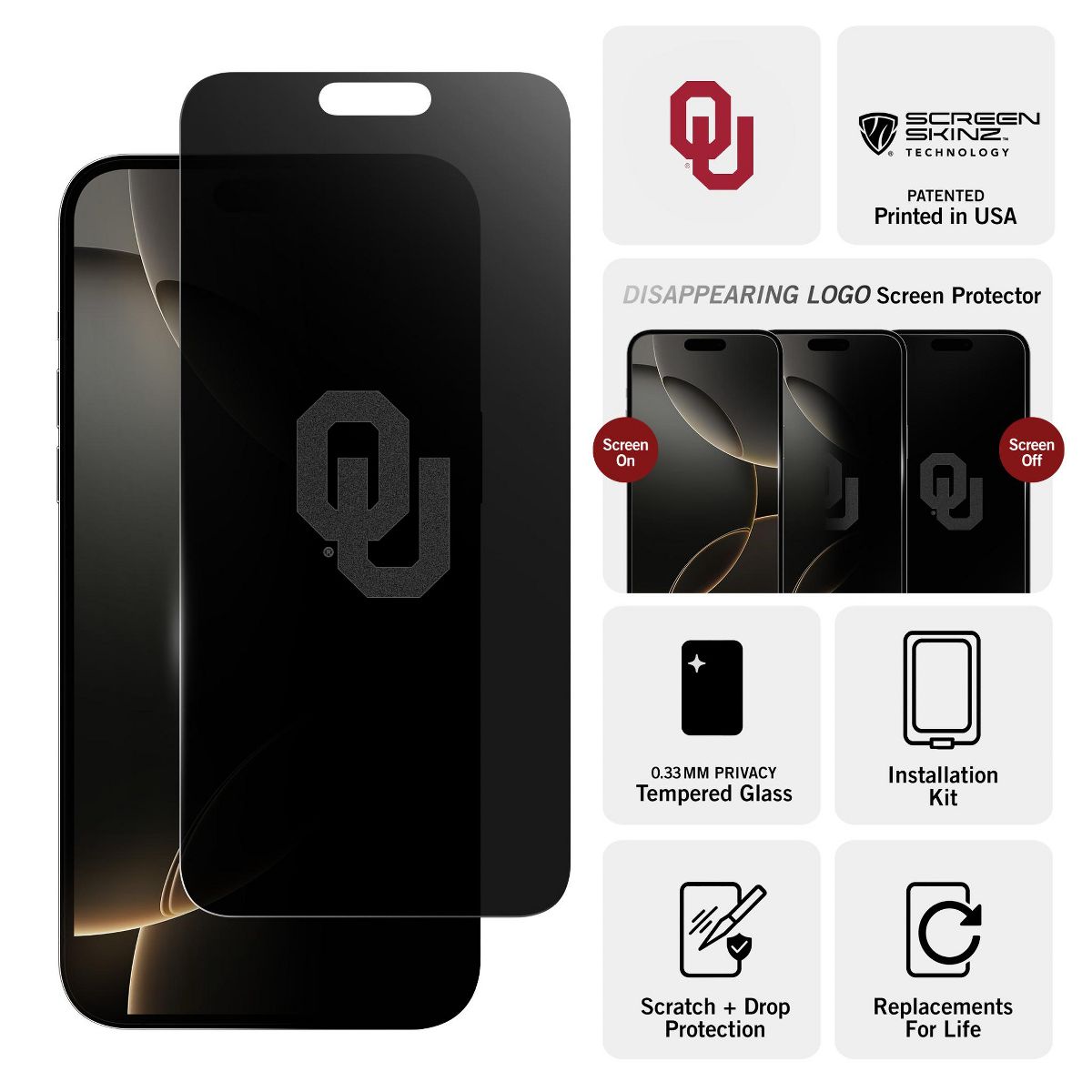 Screen Skinz Oklahoma Sooners Privacy Screen Protector - thumbnail 3