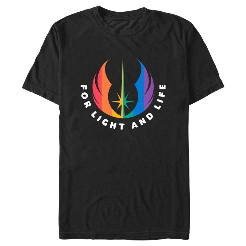 Adult Star Wars Pride Rainbow Jedi Order Symbol For Light and Life T-Shirt, 1 of 6
