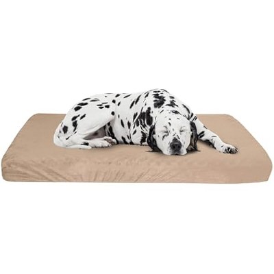 PETMAKERMemory Foam Dog Bed - 2-Layer Orthopedic Pet Pad with Machine Washable Cover - 37x24 Pet Bed for Large Dogs (Tan)