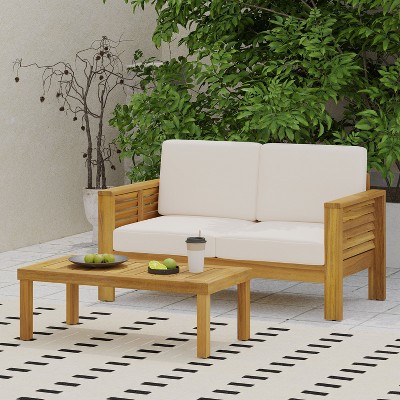 Okak Boho Acacia Patio Accent Chairs/Loveseats/Seating Set,Set of 1/2/3,Upholstered Outdoor Furniture Set for Backyard&Poolside,All-Weather Use