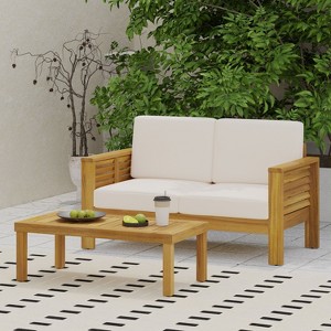 Okak Boho Acacia Patio Accent Chairs/Loveseats/Seating Set,Set of 1/2/3,Upholstered Outdoor Furniture Set for Backyard&Poolside,All-Weather Use - 1 of 4