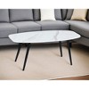 HomeRoots 43" White and Black Faux Marble And Steel Coffee Table - 2 of 4